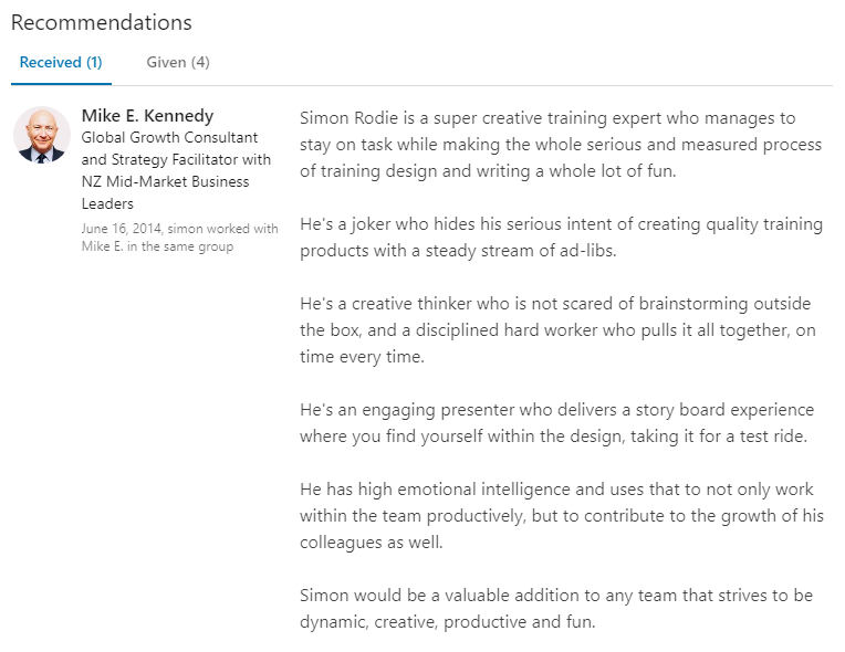 great linkedin recommendation examples for recruiter